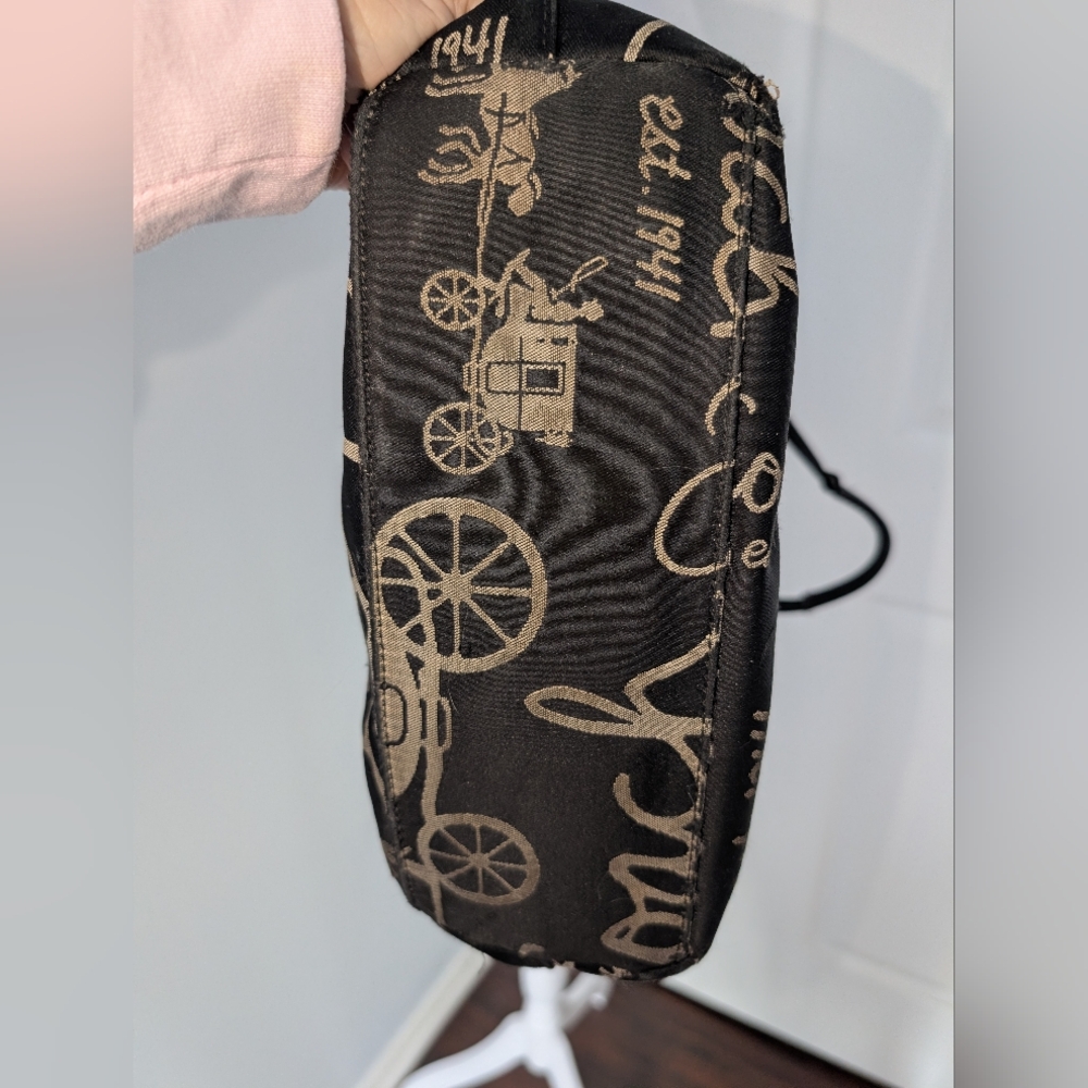 Coach Horse and Carriage Vintage Pleated Canvas Satchel - Picture 3 of 12
